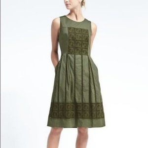 BANANA REPUBLIC Olive Crochet Fit&Flare Midi Dress